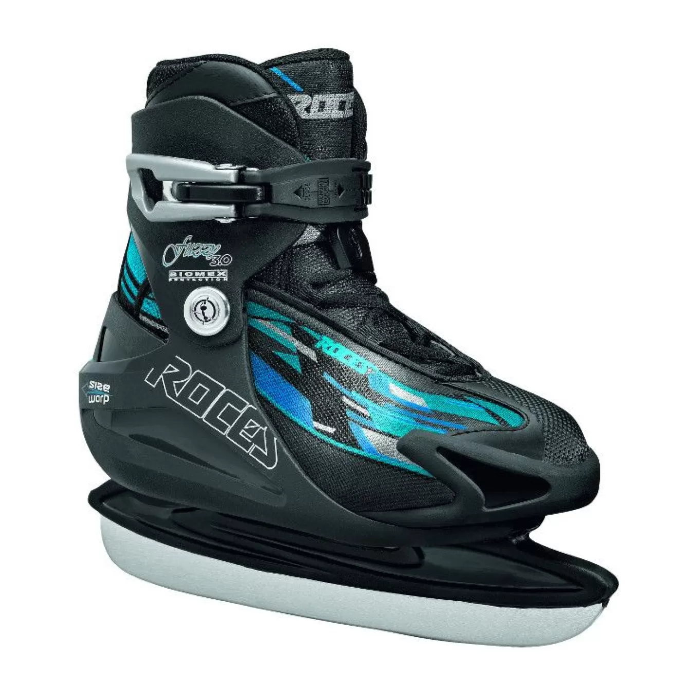 Fashion Adjustable Ice Skate For Kids Fuzzy 3.0 Boy Black-Lightblue-Silver Ice Skates