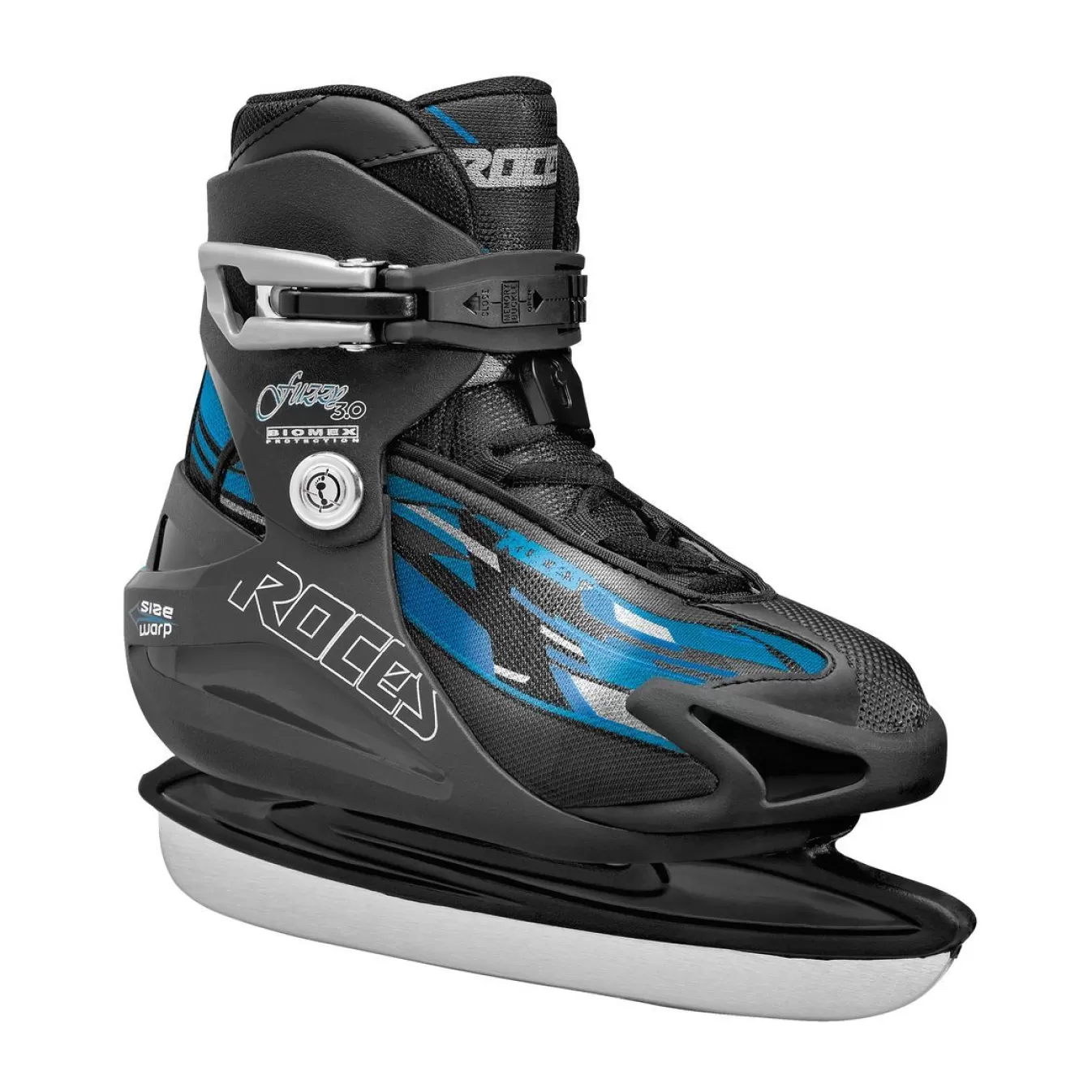 Fashion Adjustable Ice Skate For Kids Fuzzy 3.0 Boy Black-Lightblue-Silver Ice Skates