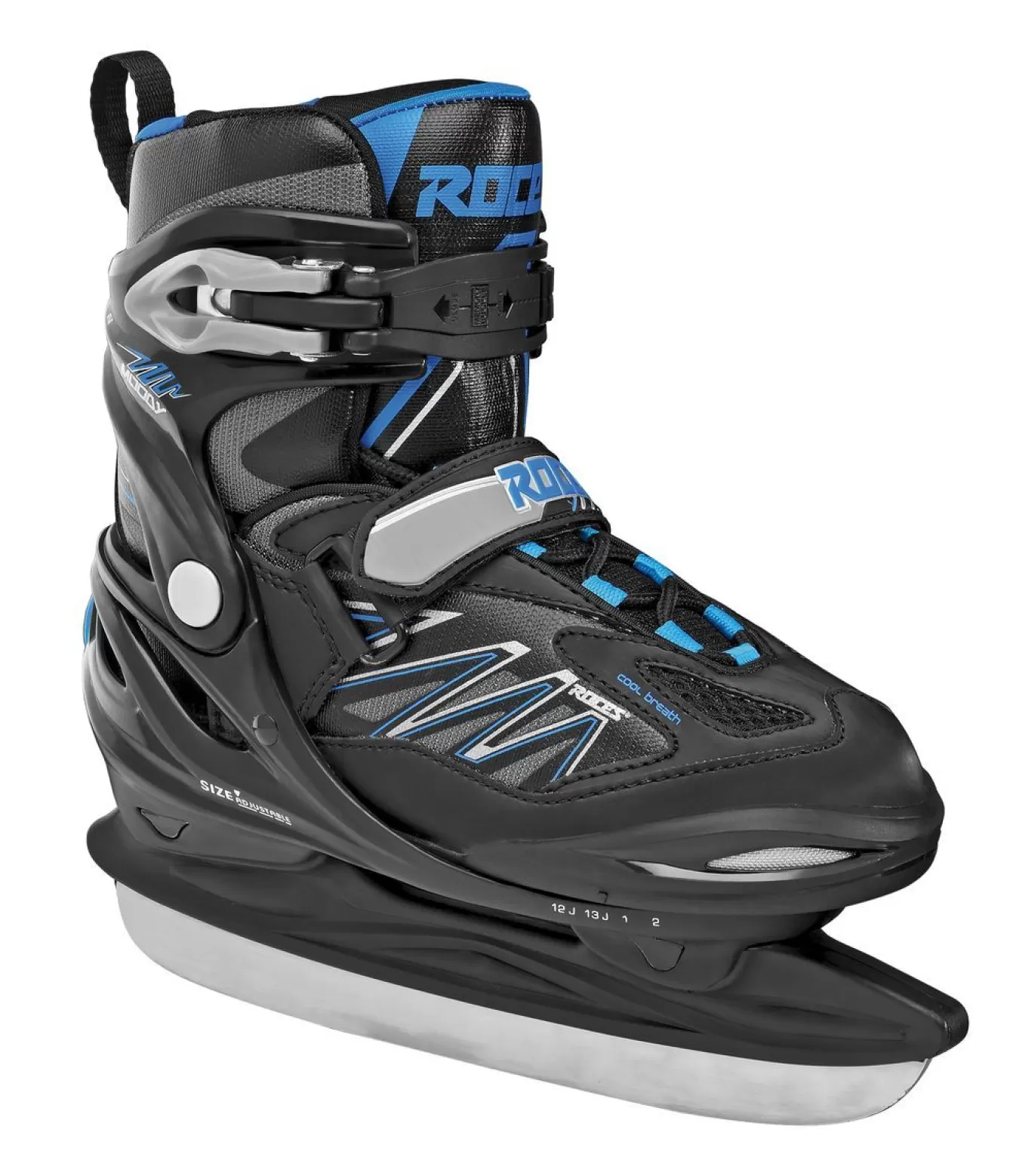 Flash Sale Adjustable Ice Skate For Kids-Mod. Moody Ice 2.0 Boy Black-Astro Blue,Red Ice Skates