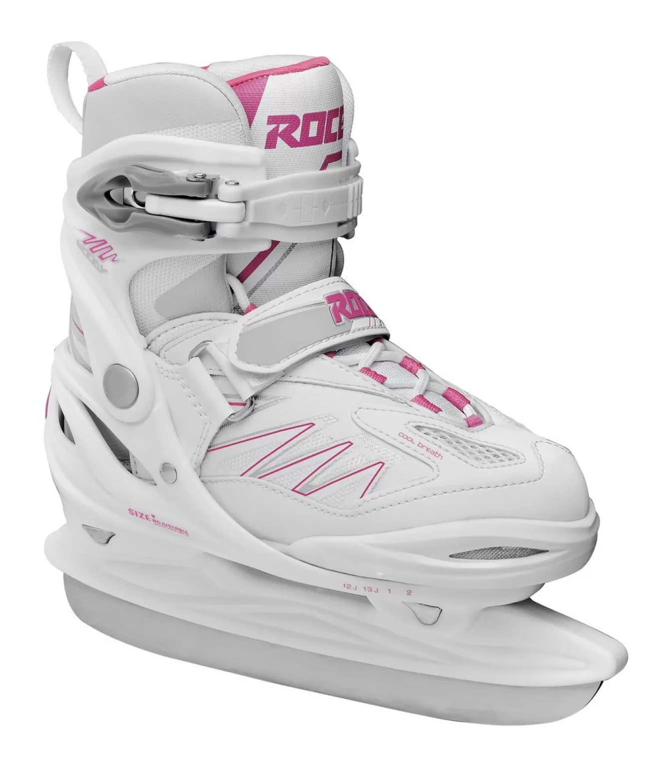 Hot Adjustable Ice Skate For Kids-Mod. Moody Ice 2.0 Girl White-Fuchsia Ice Skates