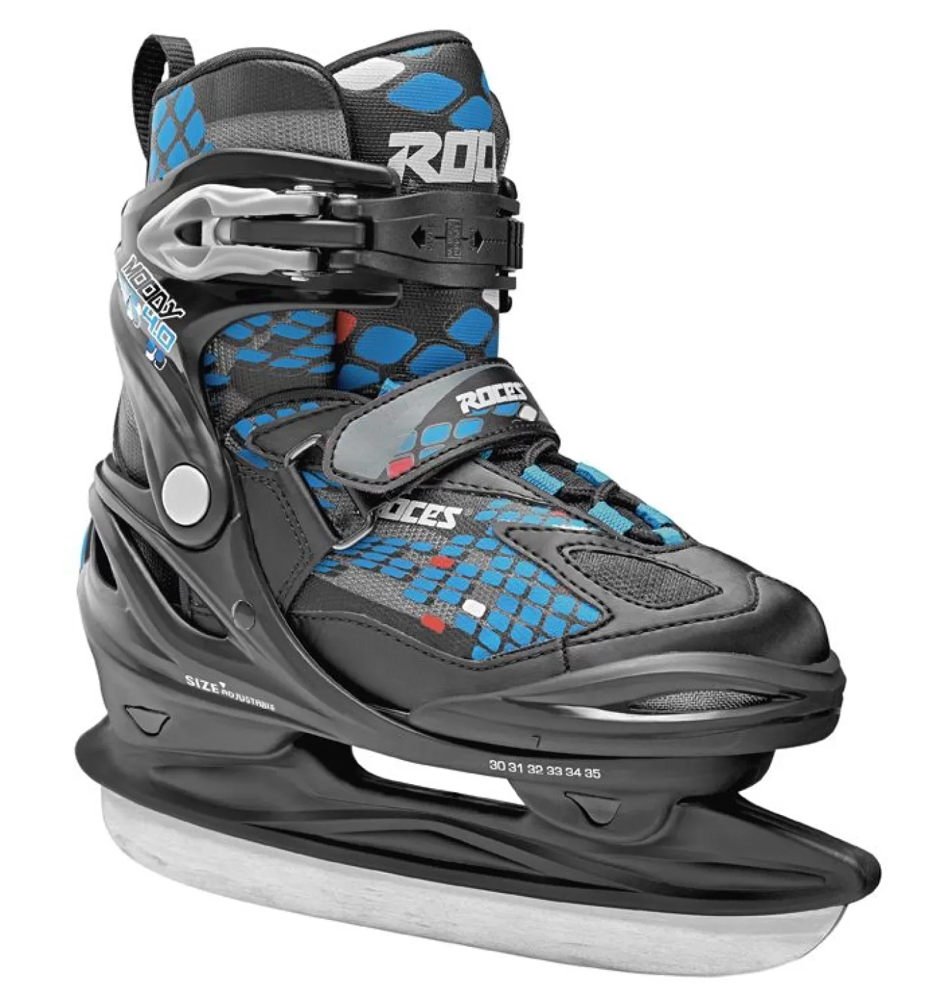 Best Adjustable Ice Skate For Kids-Mod. Moody Ice Boy Black-Astro Blue,Red Ice Skates