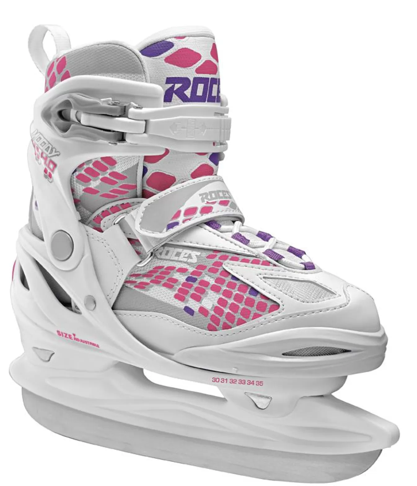 Hot Adjustable Ice Skate For Kids-Mod. Moody Ice Girl White-Pink Lightning Ice Skates